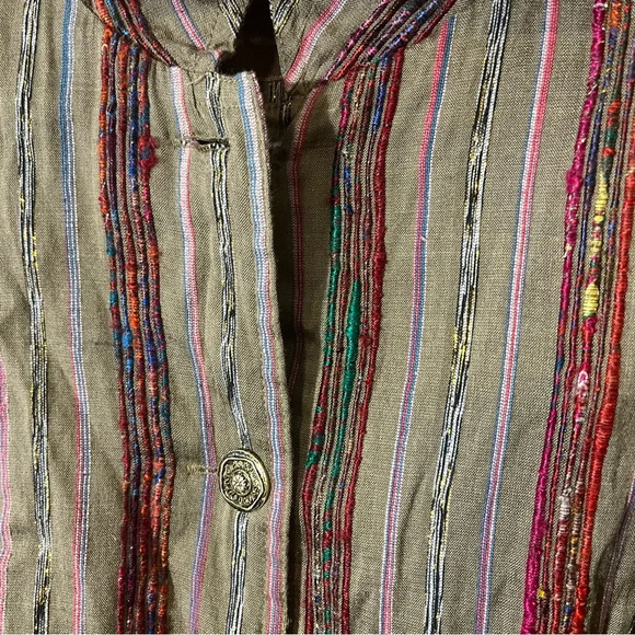 Coldwater Creek Tan/Olive Multi Color Embroidered Button Up Size XL - Picture 4 of 12